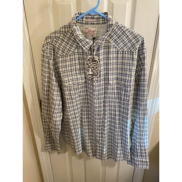 Lucky Brand Mens Xl Pearl Snap L/S Classic Fit Plaid Western Shirt $79 Nwt - Picture 3 of 10